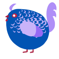A ultramarine and lilac chicken with a half-lace pattern