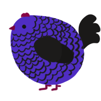 A indigo and sable chicken with a lace pattern