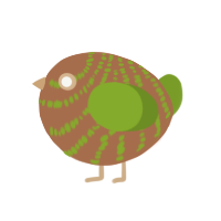 A brown and chartreuse chicken with a bar pattern