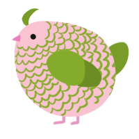 A rose and chartreuse chicken with a lace pattern