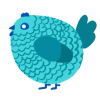 A aqua and sea chicken with a lace pattern