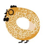 A orange and cream chicken with a double-lace pattern