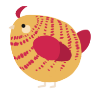 A honey and crimson chicken with a bar pattern