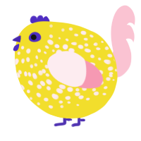 A yellow and rose chicken with a speckle pattern