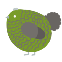 A chartreuse and grey chicken with a lace pattern
