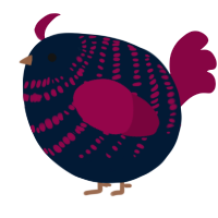 A tumblr and maroon chicken with a bar pattern