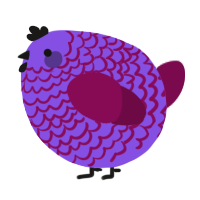 A blurple and wine chicken with a lace pattern