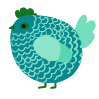A teal and mint chicken with a lace pattern