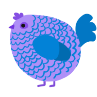 A lilac and sapphire chicken with a lace pattern