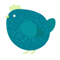 A sea and teal chicken with a speckle pattern