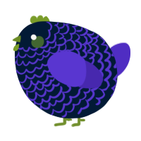 A tumblr and indigo chicken with a lace pattern