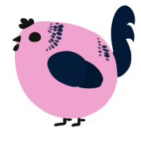 A pink and tumblr chicken with a neck-band pattern