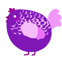 A violet and lavender chicken with a half-lace pattern