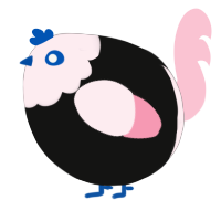 A black and rose chicken with a head pattern