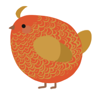A vermilion and gold chicken with a double-lace pattern