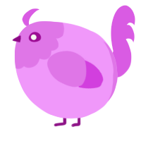A lavender and orchid chicken with a head pattern