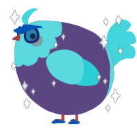 A overcast and aqua chicken with a head pattern