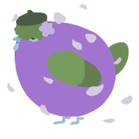 A amethyst and chartreuse chicken