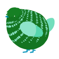 A leaf and mint chicken with a bar pattern