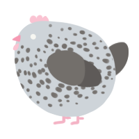 A mist and grey chicken with a speckle pattern