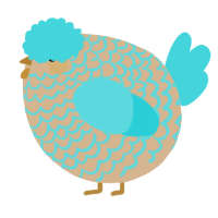 A beige and aqua chicken with a lace pattern