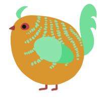 A orange and spring chicken with a half-bar pattern