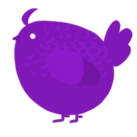 A violet chicken with a half-lace pattern