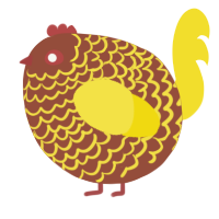 A russet and yellow chicken with a lace pattern
