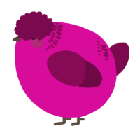 A fuchsia and wine chicken with a neck-band pattern