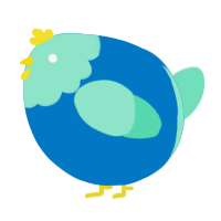 A sapphire and mint chicken with a head pattern