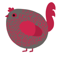 A grey and crimson chicken with a double-lace pattern