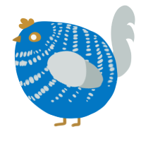 A sapphire and silver chicken with a bar pattern