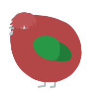 A red and viridian chicken
