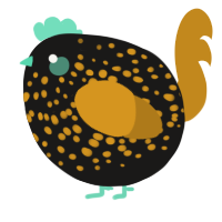 A sable and ochre chicken with a speckle pattern