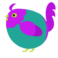A turquoise and amethyst chicken with a head pattern