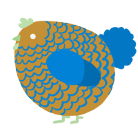 A gold and sapphire chicken with a lace pattern