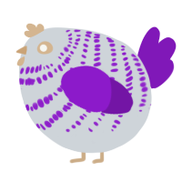 A mist and violet chicken with a bar pattern