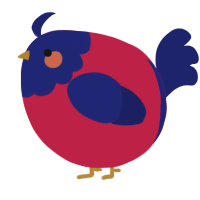 A crimson and navy chicken with a head pattern