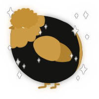A black and gold chicken with a head pattern