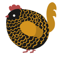 A sable and ochre chicken with a lace pattern