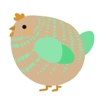A beige and spring chicken with a bar pattern