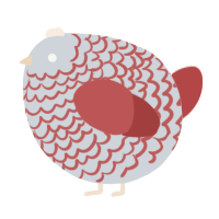 A mist and red chicken with a lace pattern