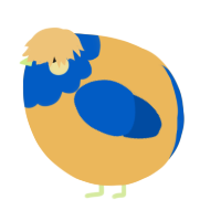 A honey and ultramarine chicken with a head pattern