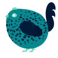A teal and tumblr chicken with a speckle pattern