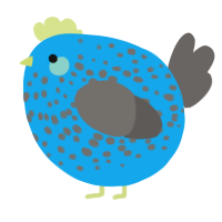 A sky and grey chicken with a speckle pattern