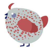 A silver and red chicken with a speckle pattern