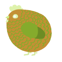 A gold and chartreuse chicken with a lace pattern