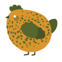 A orange and olive chicken with a speckle pattern