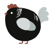 A black and silver chicken with a neck-band pattern
