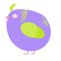 A lilac and lime chicken with a neck-band pattern
